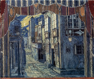 Decorontwerp voor De Barbier van Sevilla, door Gioachino Rossini, 1924 door Aleksandr Jakovlevic Golovin